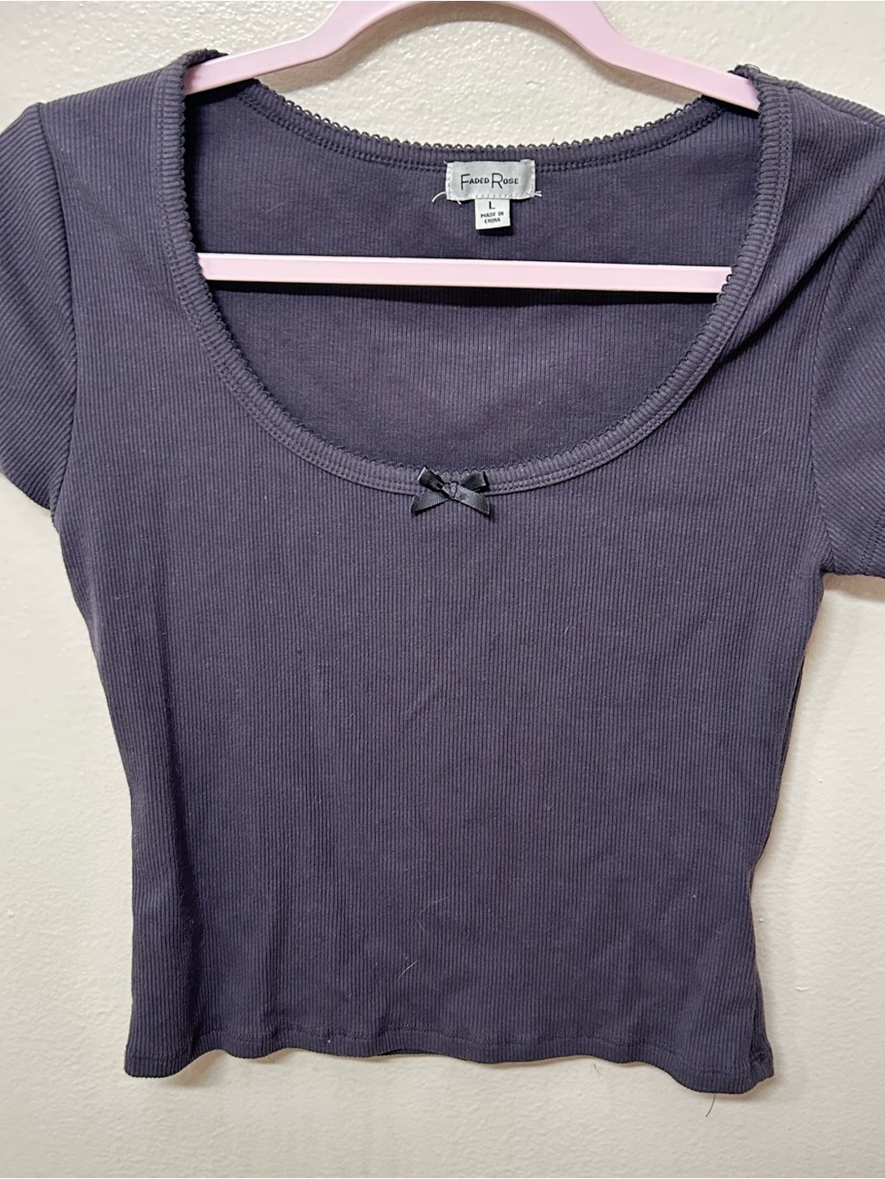 Ribbed Scoop Neck Crop Top Dark Gray
